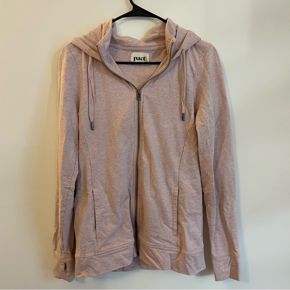 Pact Size Medium Zip Up Hoodie Mauve Pink Organic Cotton Sustainable